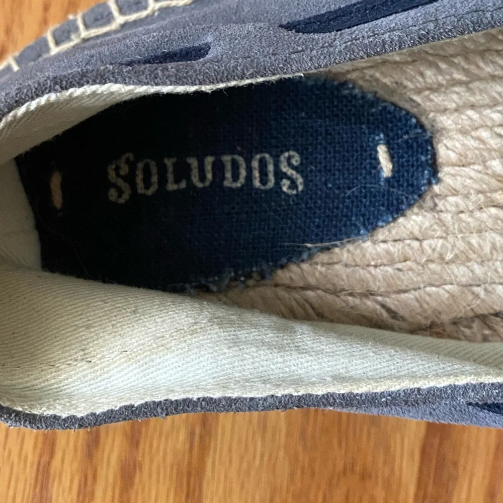 SOLUDOS Gray Suede Square Toe Jute Espadrille Tassel Smoking Loafers 11.5